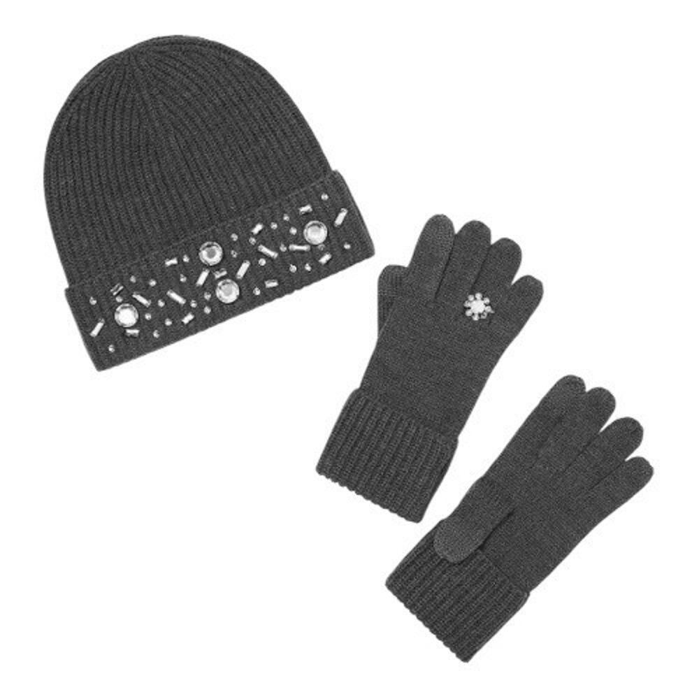 KATE SPADE Beanie and Glove GEM BOX SET Charcoal GREY New in Box